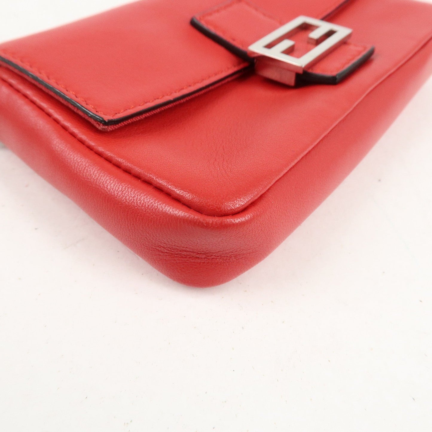FENDI Micro Baguette Leather Shoulder Bag Red 8M0354  d