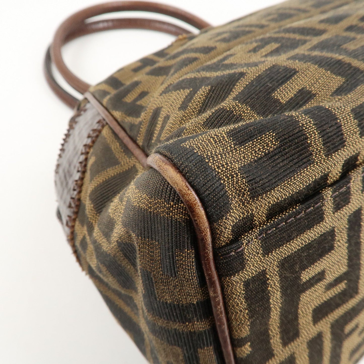 FENDI Ethnico Zucca Canvas Leather Shoulder Bag Brown 8BN162  d