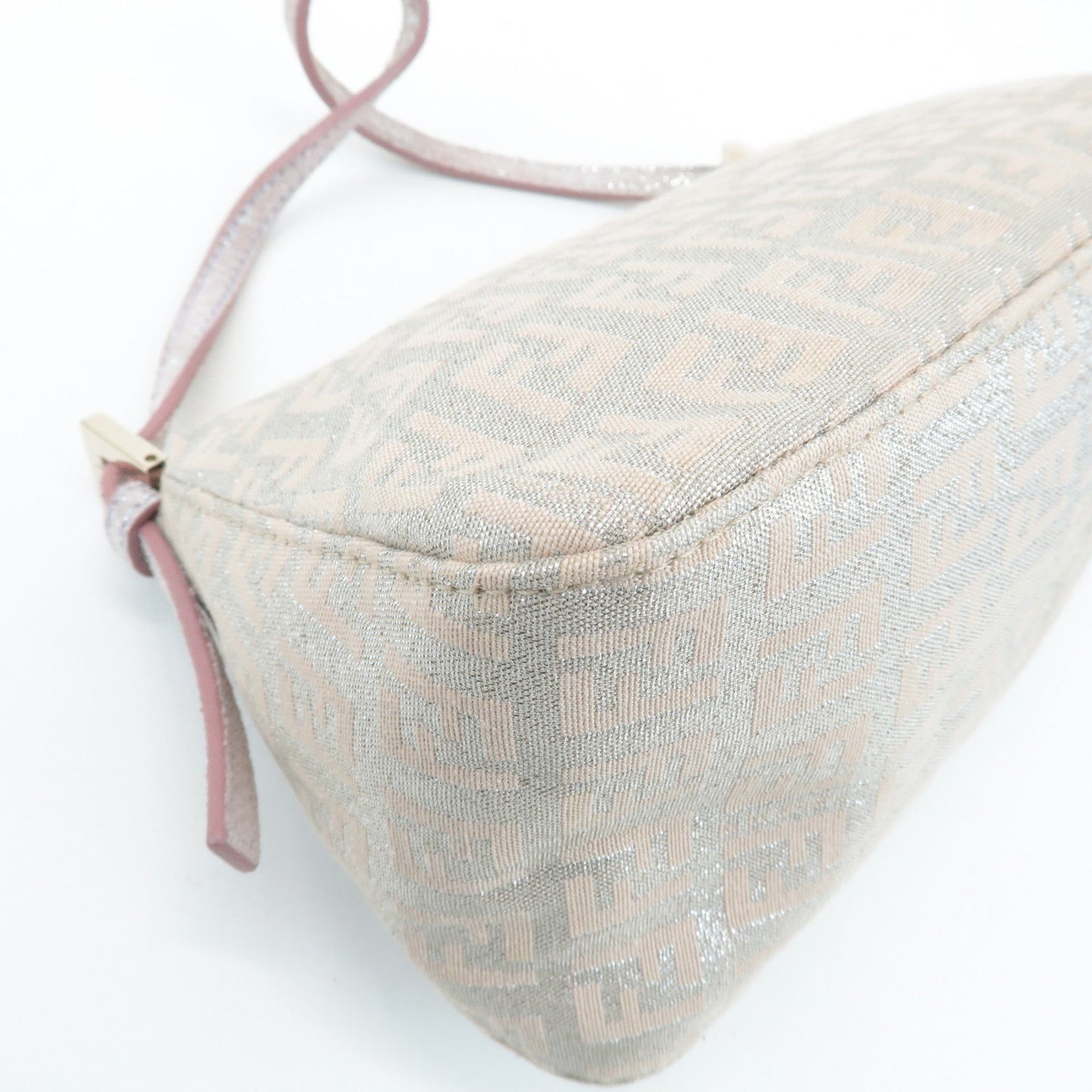 FENDI Mini Mamma Baguette Canvas Leather Shoulder Bag Beige 8BR180  d