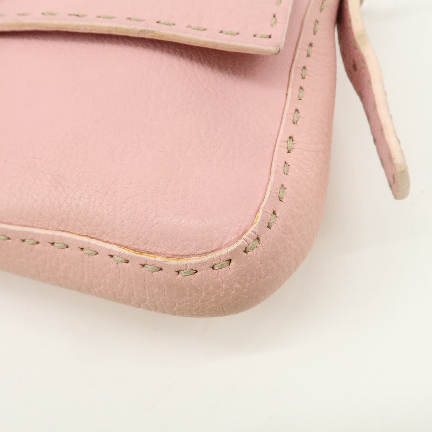 FENDI Selleria Mamma Baguette Leather Shoulder Bag Pink 8BR101  d