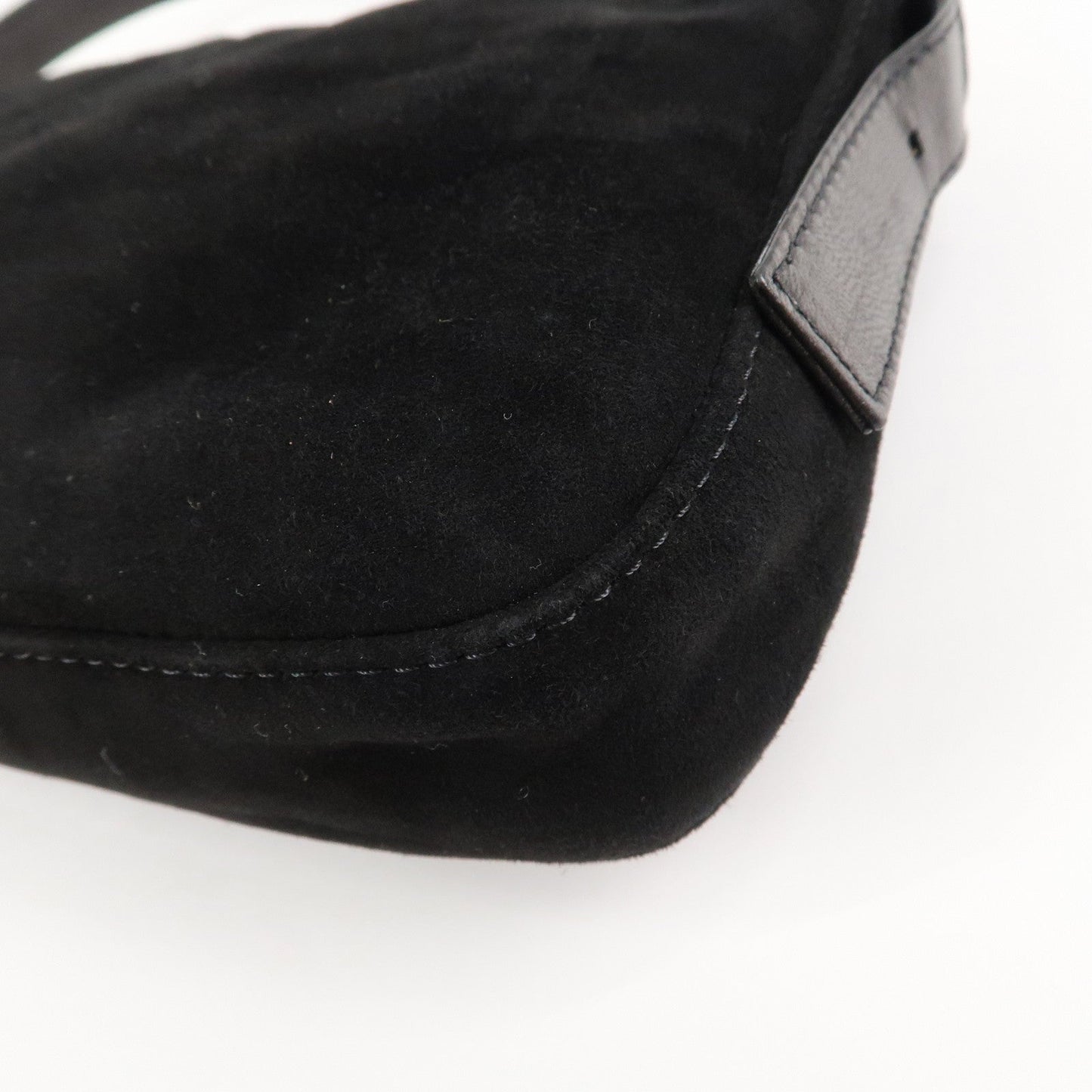 FENDI Mamma Baguette Suede Leather Shoulder Bag Black 26424  d