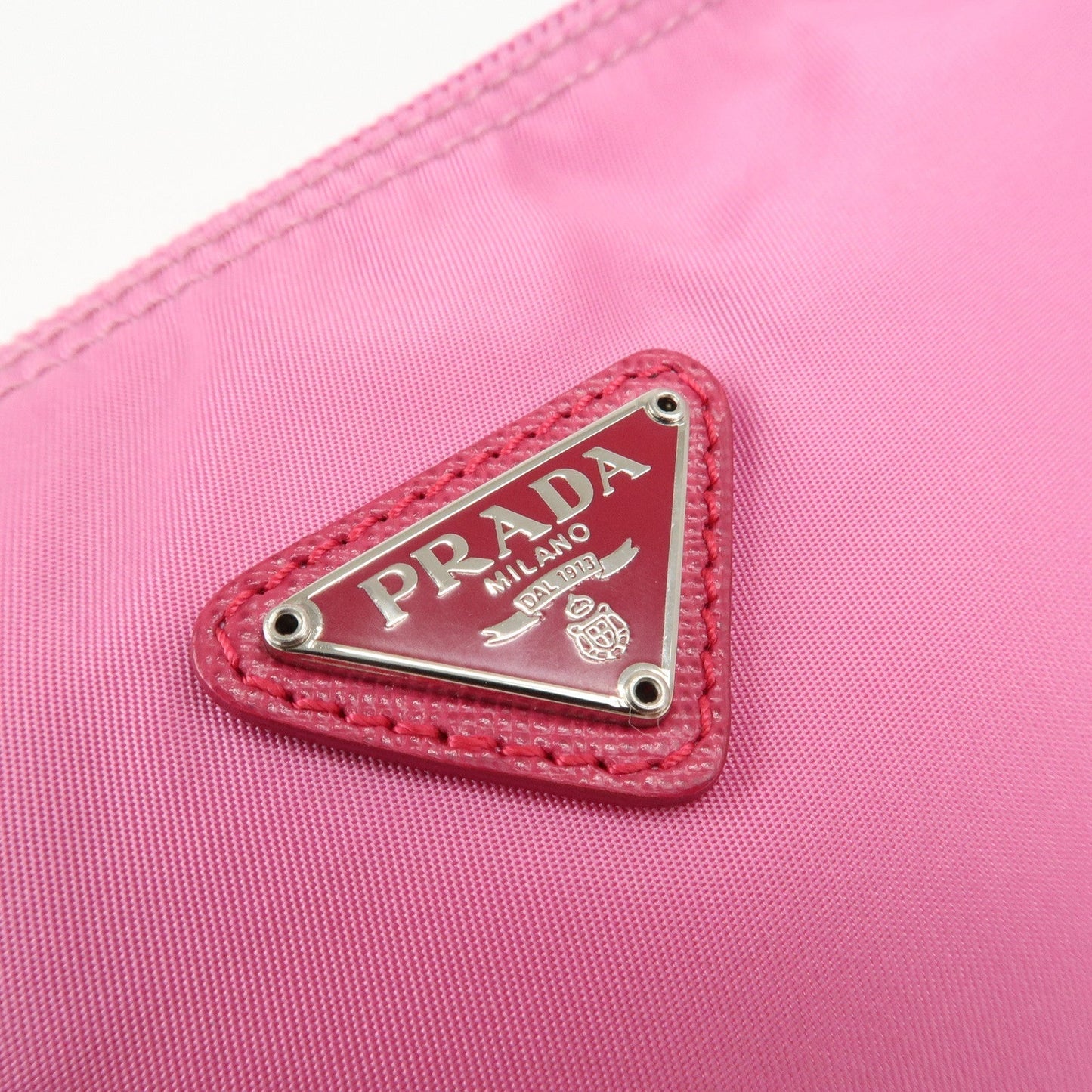 PRADA Nylon Saffiano Leather Pouch Begonia 1N0011  d