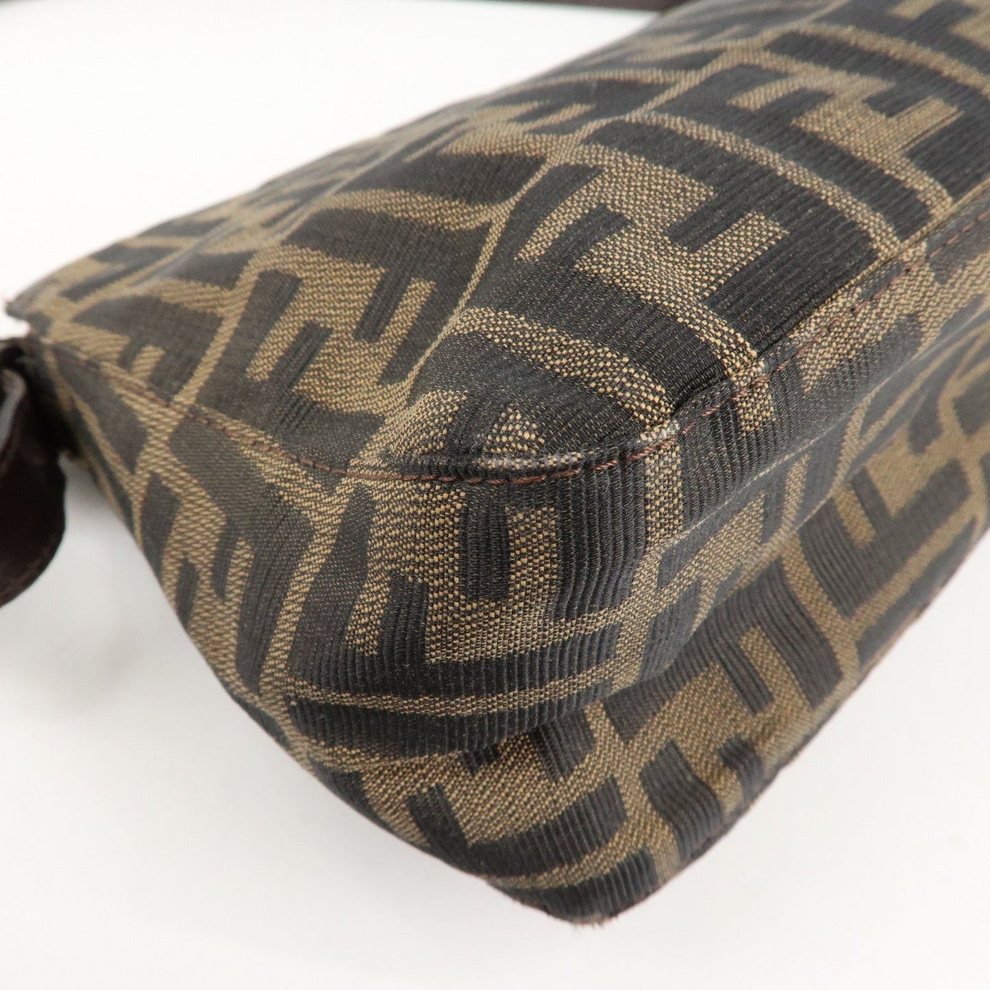FENDI Zucca Canvas Leather Shoulder Bag Brown Black 26566  d