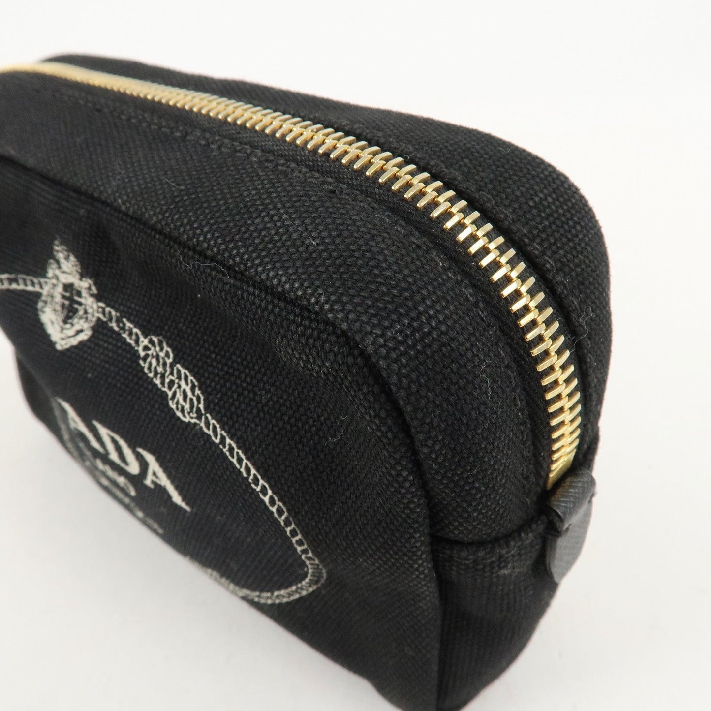 PRADA Canvas Pouch Cosmetic Pouch Black  d
