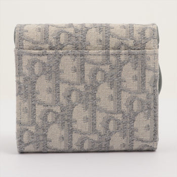 Gray Dior Oblique Jacquard Saddle Lotus Wallet