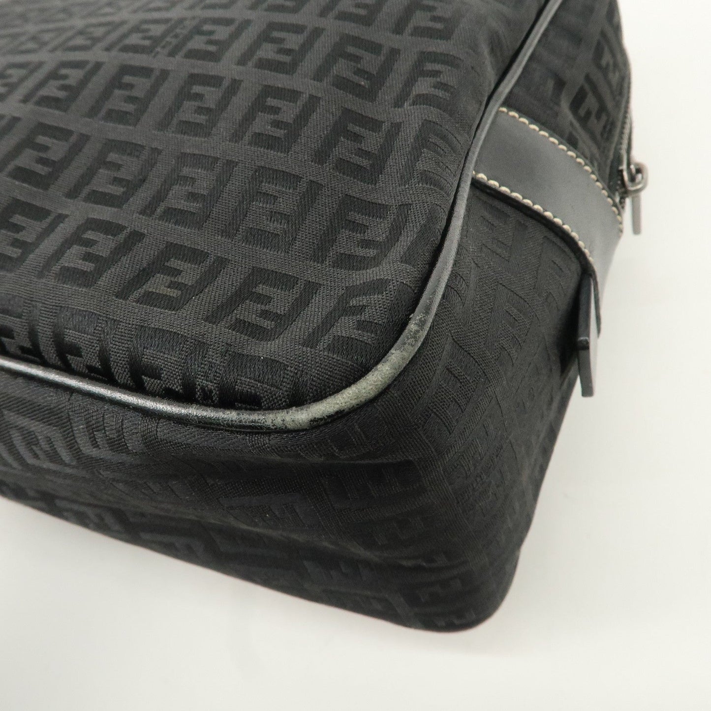 FENDI Zucchino Canvas Leather Mini Boston Bag Black 8BN005  d