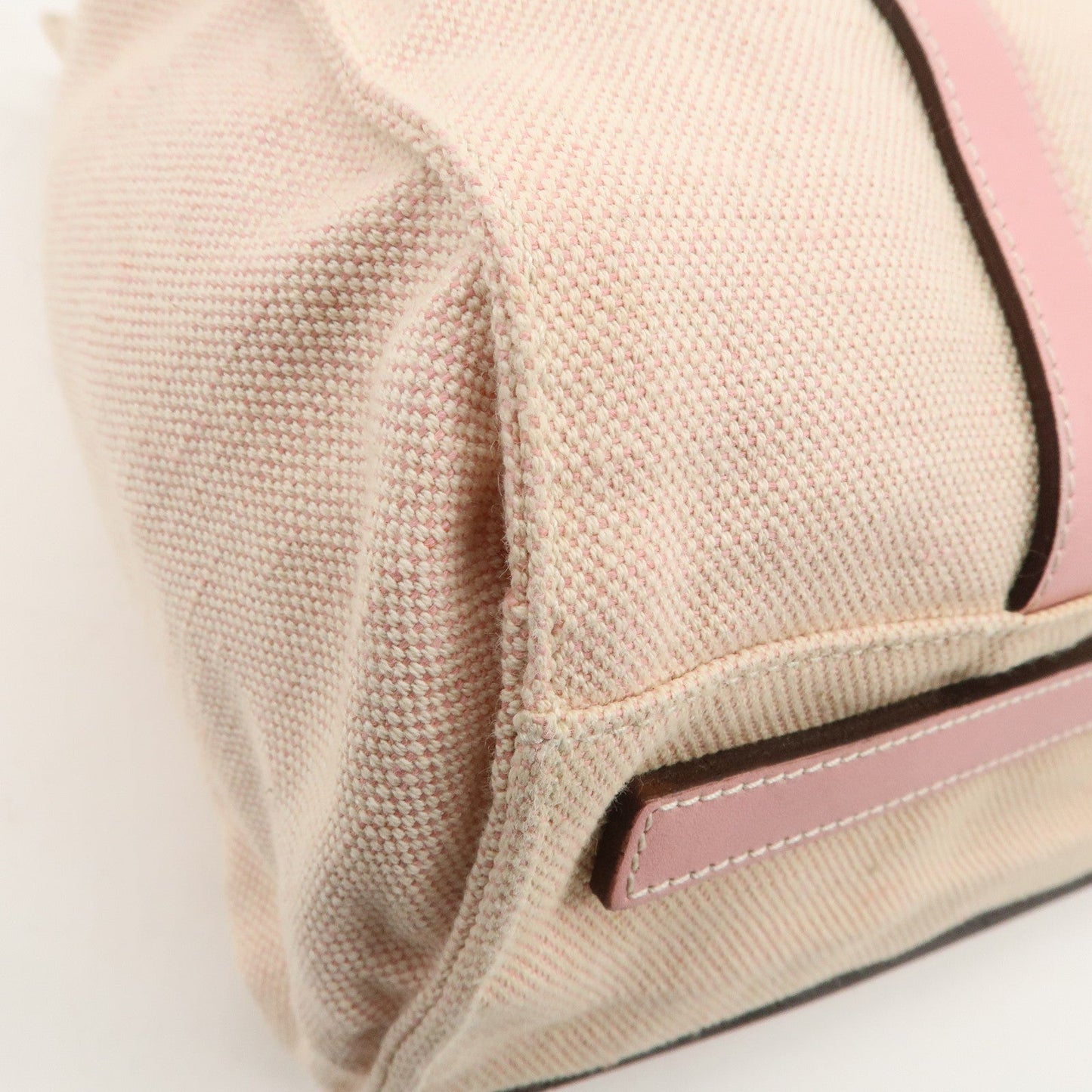 PRADA Canvas Leather Nylon Tote Bag Hand Bag Pink Silver HDW  d