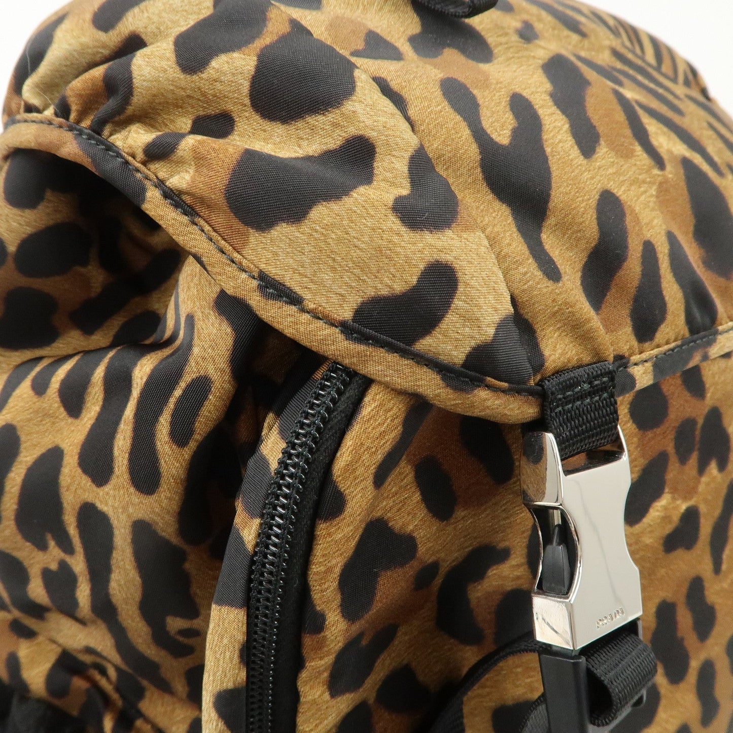 PRADA Nylon Leopard Print Back Pack Brown Black 2VZ062  d