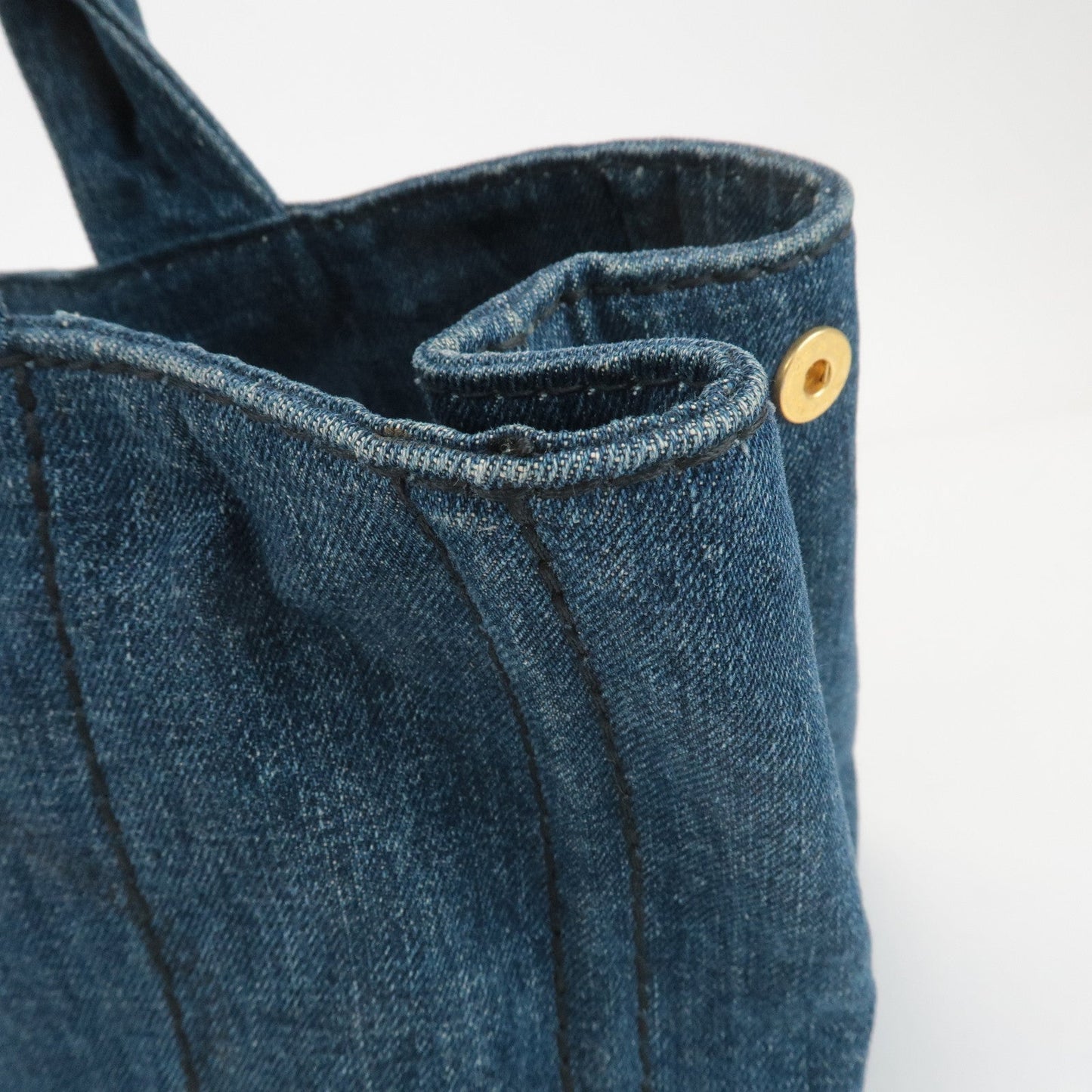 PRADA Canapa Large Canvas Tote Bag Hand Bag Denim Blue B1872B  d