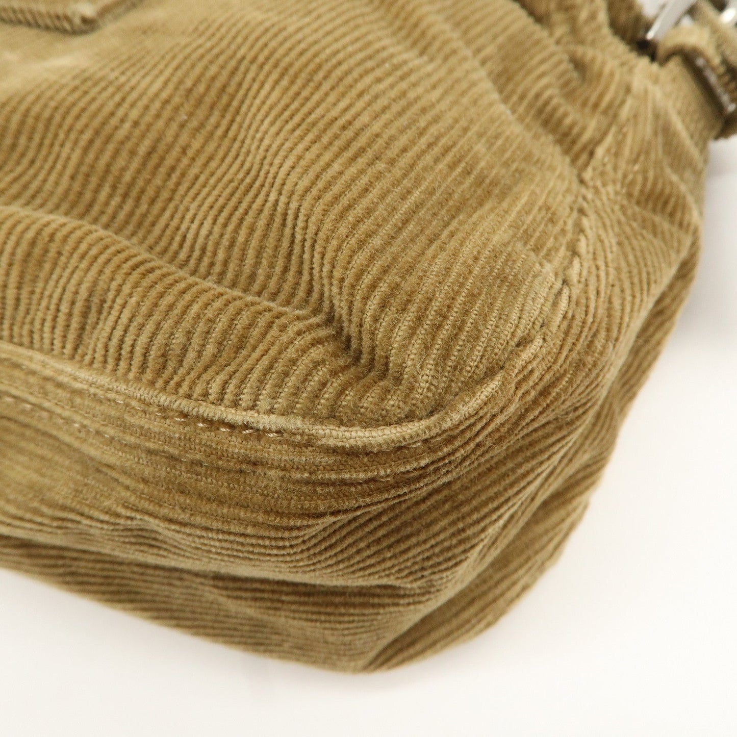 FENDI Mamma Baguette Corduroy Shoulder Bag Khaki 26725  d