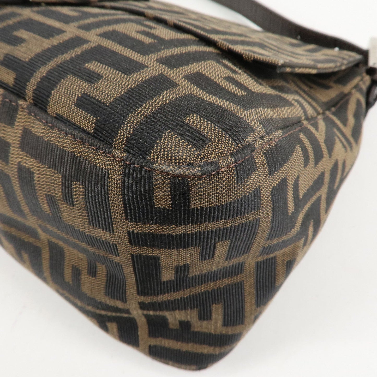 FENDI Mamma Baguette Zucca Canvas Leather Shoulder Bag 26325  d