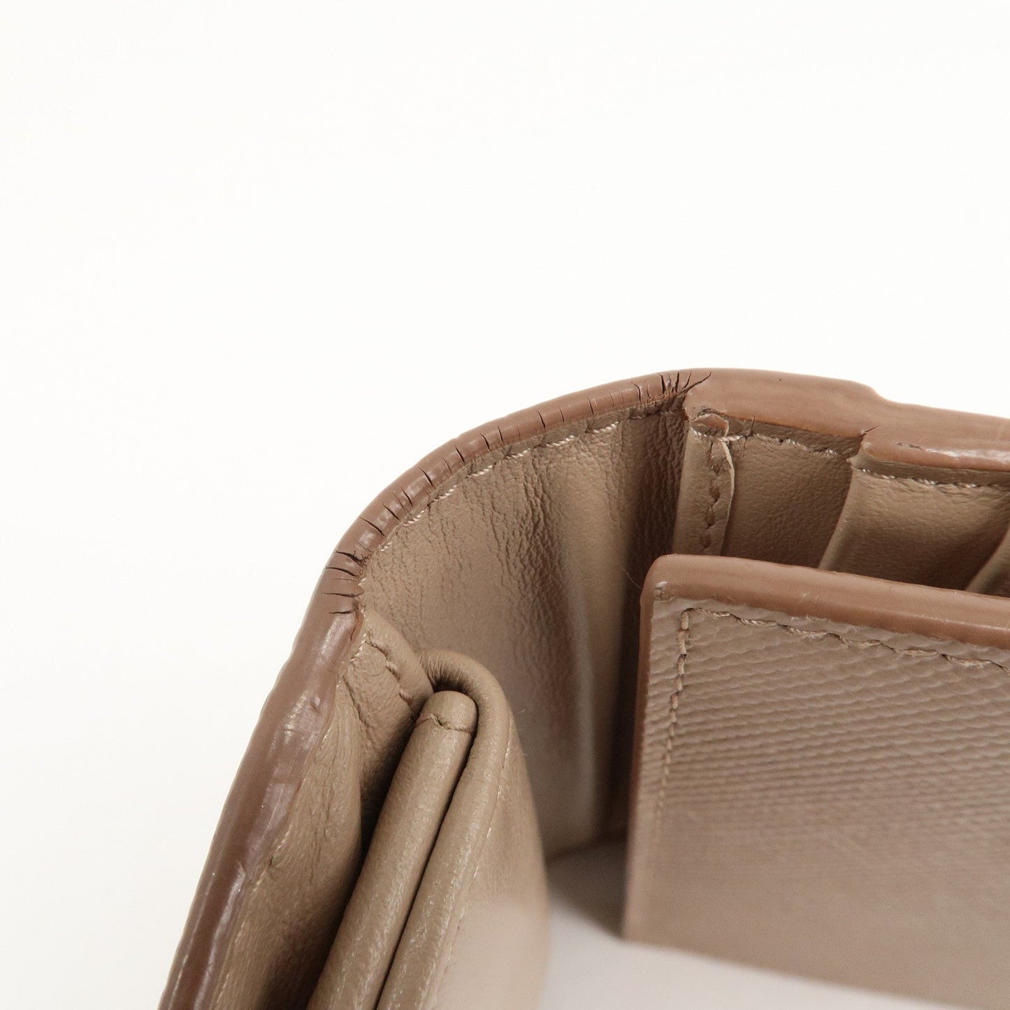 PRADA Saffiano Leather Trifold Compact Wallet Beige 1MH176  d