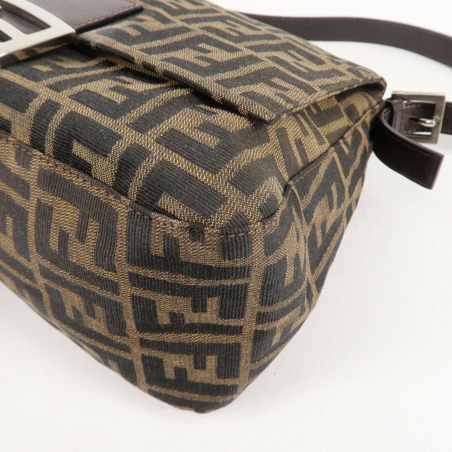 FENDI Mamma Baguette Zucca Canvas Leather Shoulder Bag 26325  d