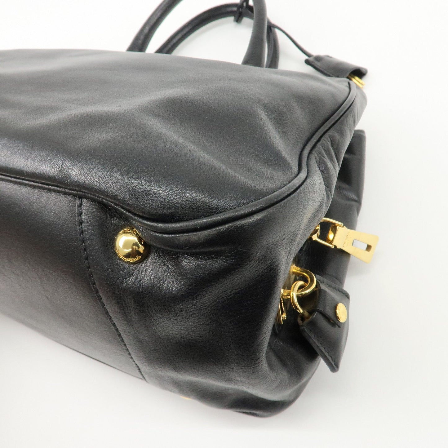PRADA Leather Ribbon 2way Bag Hand Bag Black BN2244  d