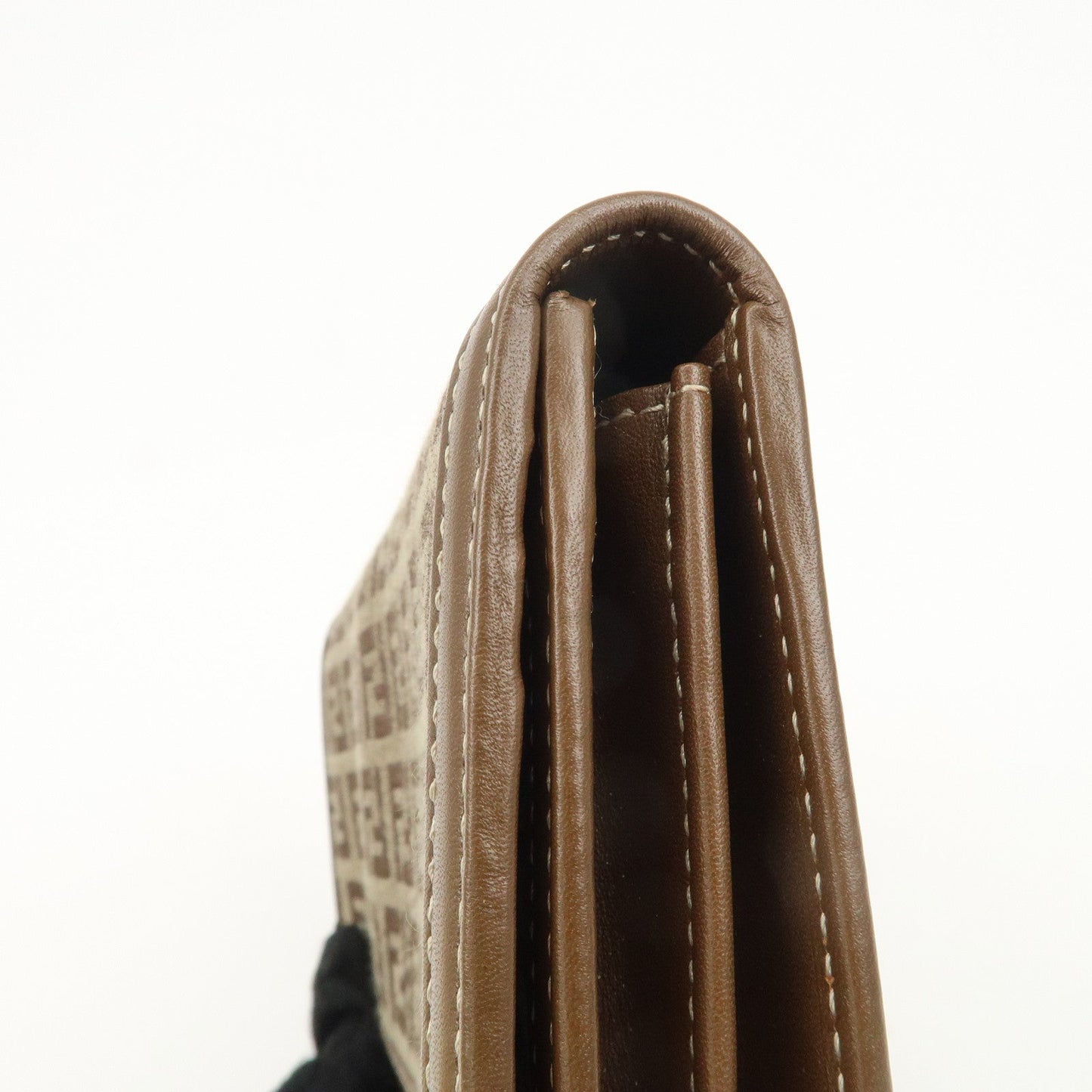 FENDI Zucchino Canvas Leather Long Wallet Brown 8M0000  d