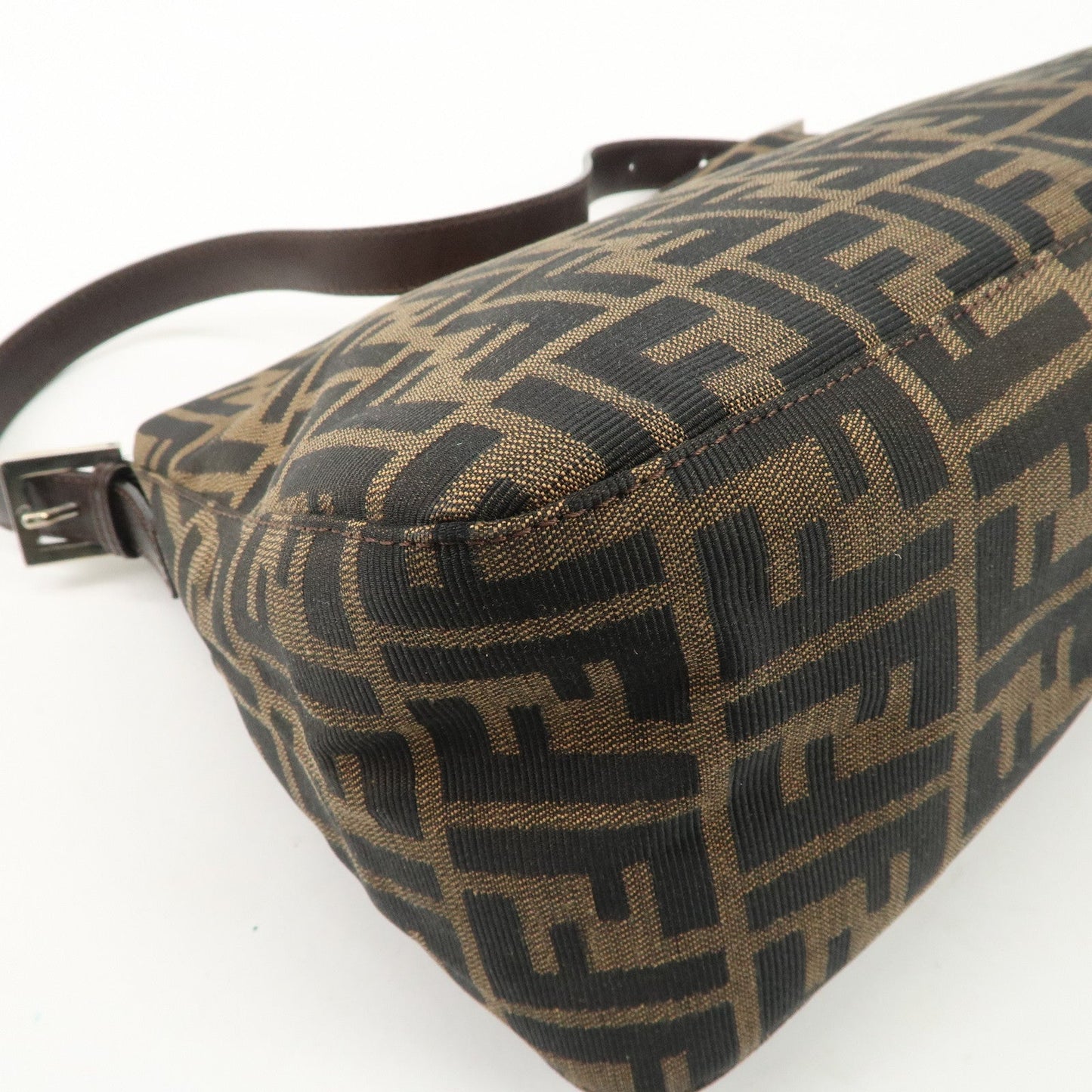 FENDI Mamma Baguette Canvas Leather Shoulder Bag Silver HDW 26325  d