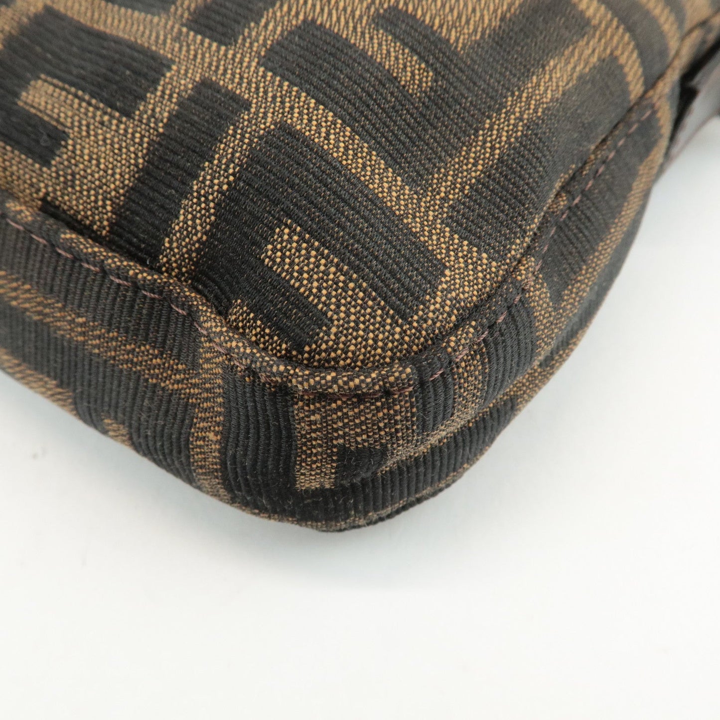 FENDI Mamma Baguette Zucca Canvas Shoulder Bag Brown Black 26424  d