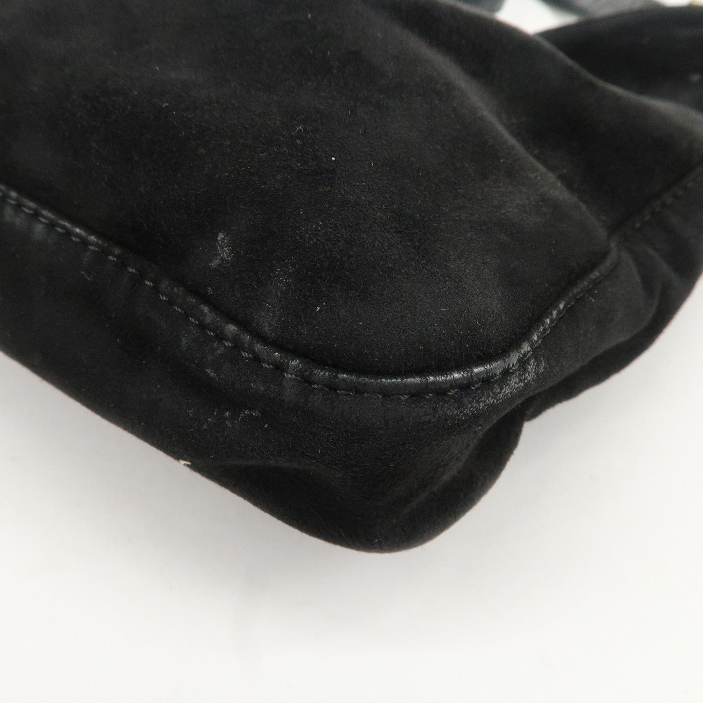 FENDI Suede Leather Shoulder Bag Black 26569  d