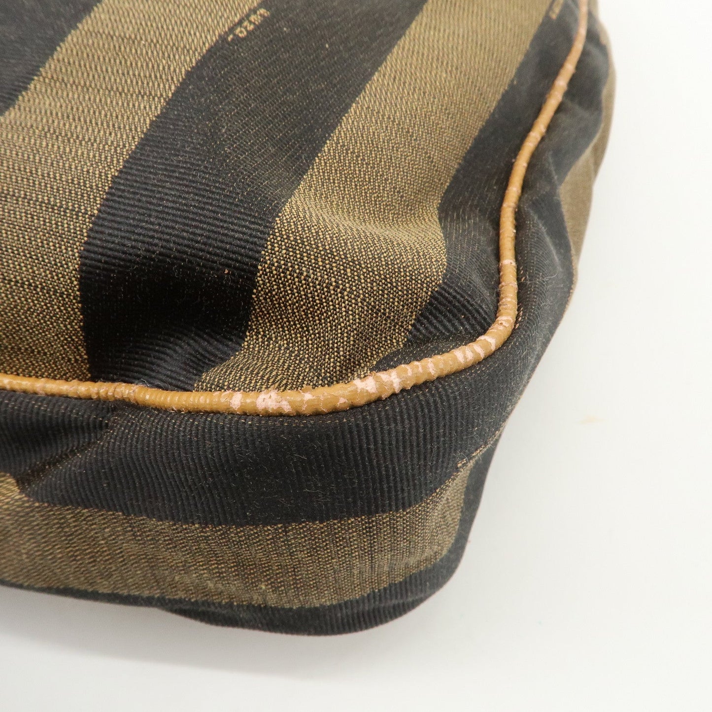 FENDI Pequin Canvas Leather Shoulder Bag Brown Black  d