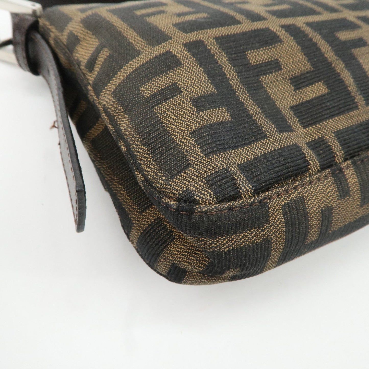 FENDI Mamma Baguette Zucca Canvas Leather Shoulder Bag 26424  d