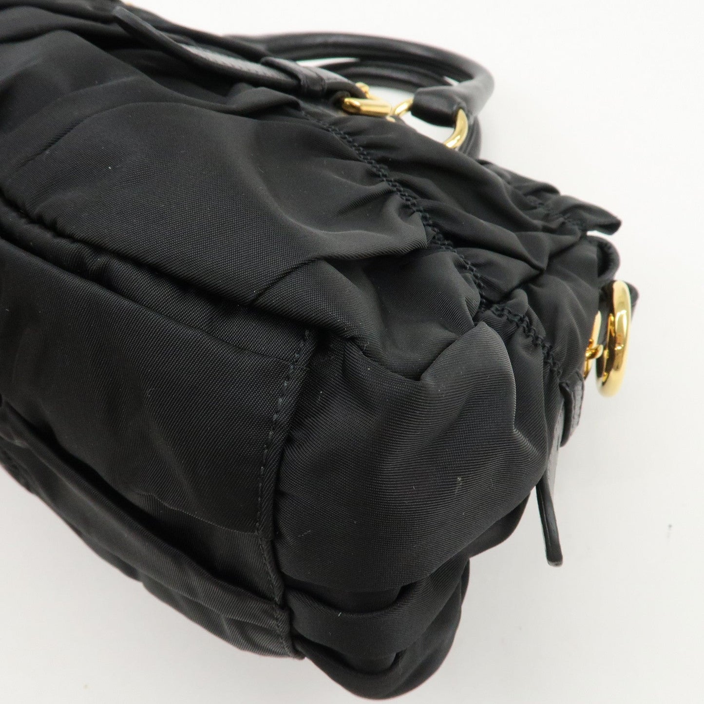 PRADA Logo Nylon Leather 2Way Bag Hand Bag Black NERO BN1407  d