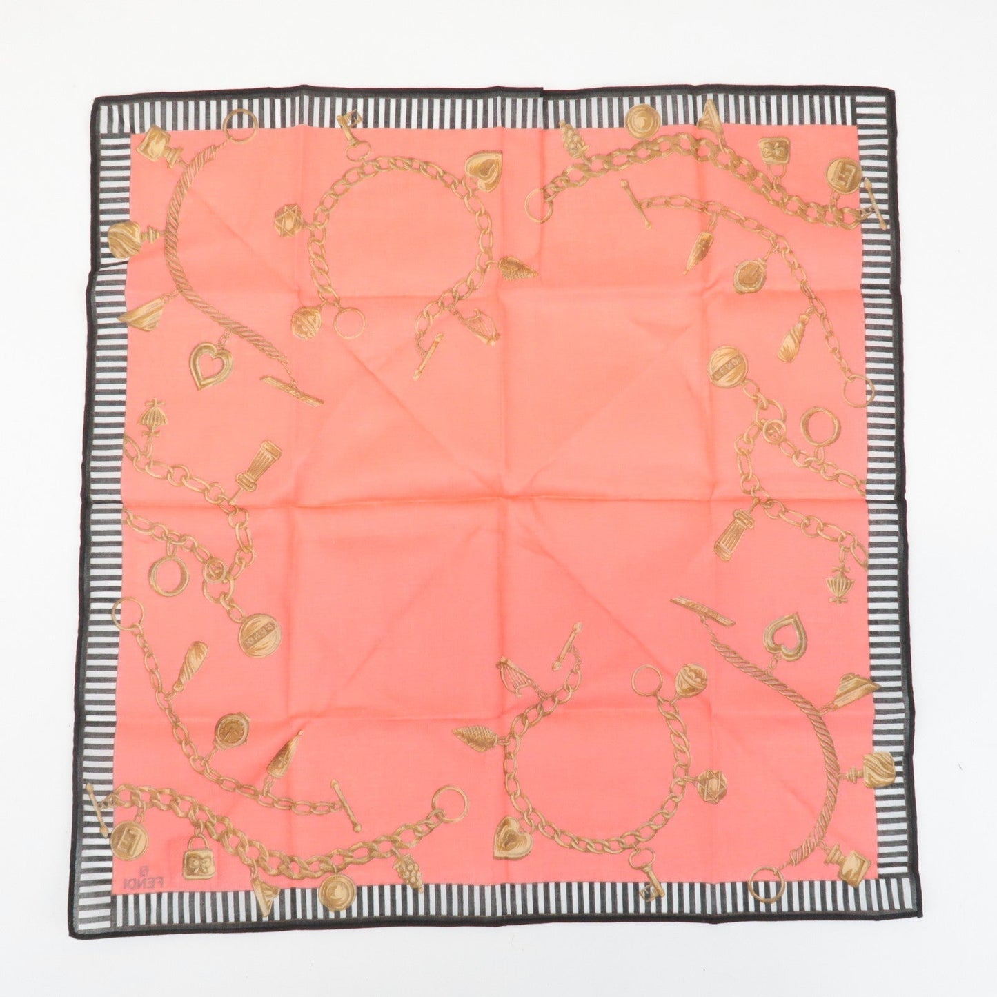 FENDI Set of 5 Cotton 100% Handkerchief Red Pink Brown Beige White  d