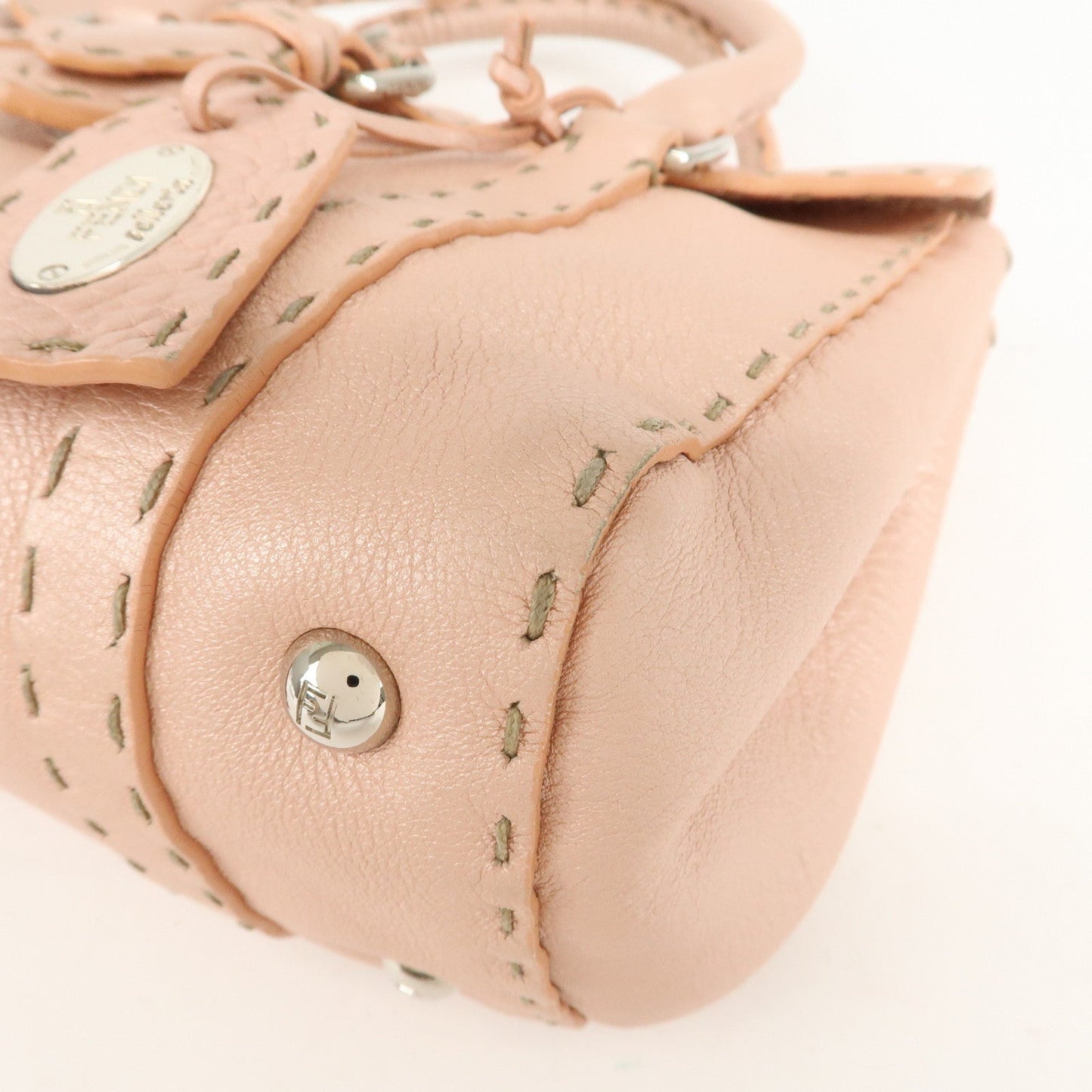 FENDI Selleria Leather Mini Linda Hand Bag Pink 8BR486  d