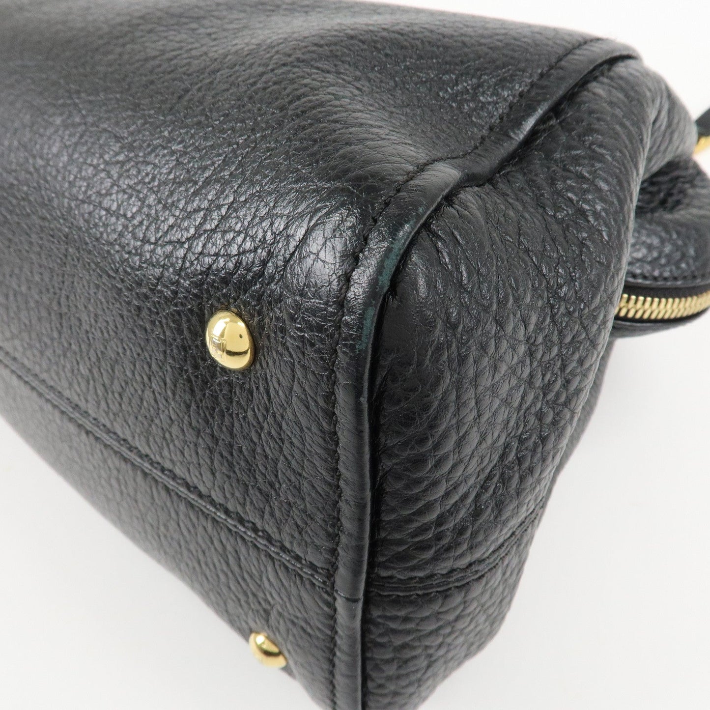 FENDI Chameleon Leather 2WAY Bag Hand Bag Black 8BL114  d