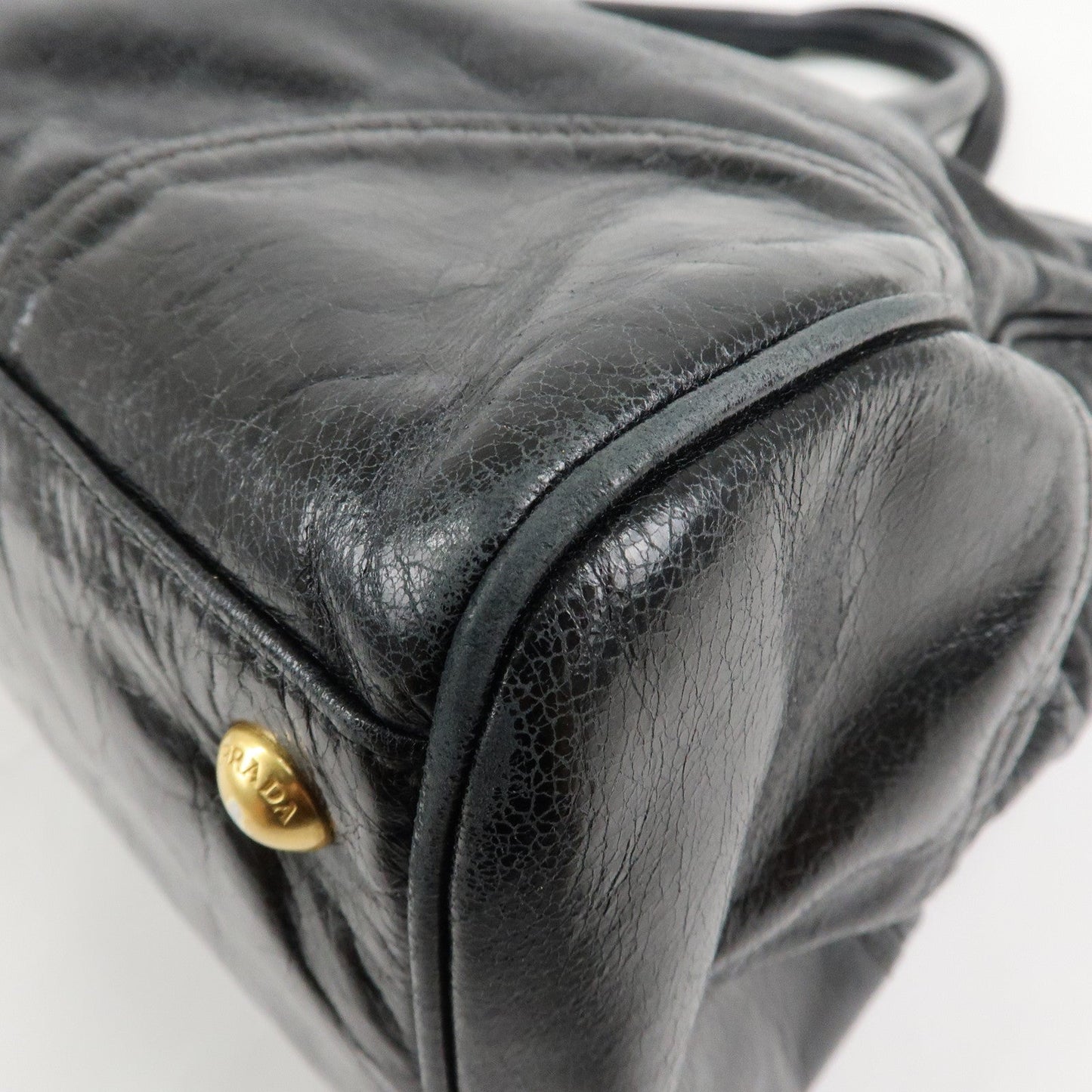 PRADA Leather 2Way Hand Bag Shoulder Bag Black BN2324  d