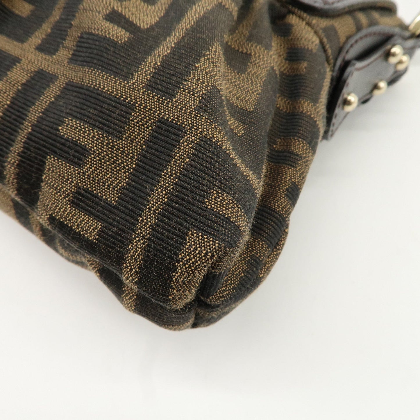 FENDI Zucca Canvas Leather Shoulder Bag Beige Brown 8BR445  d