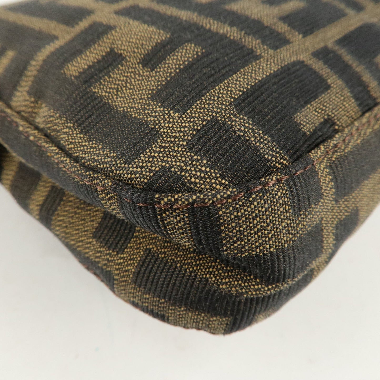 FENDI Zucca Mamma Buguette Canvas Shoulder Bag Brown Black 26424  d