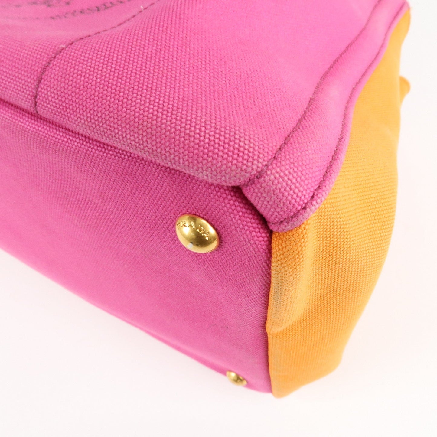 PRADA Canapa Canvas Tote Bag Limited Edition Pink Orange B1877I  d