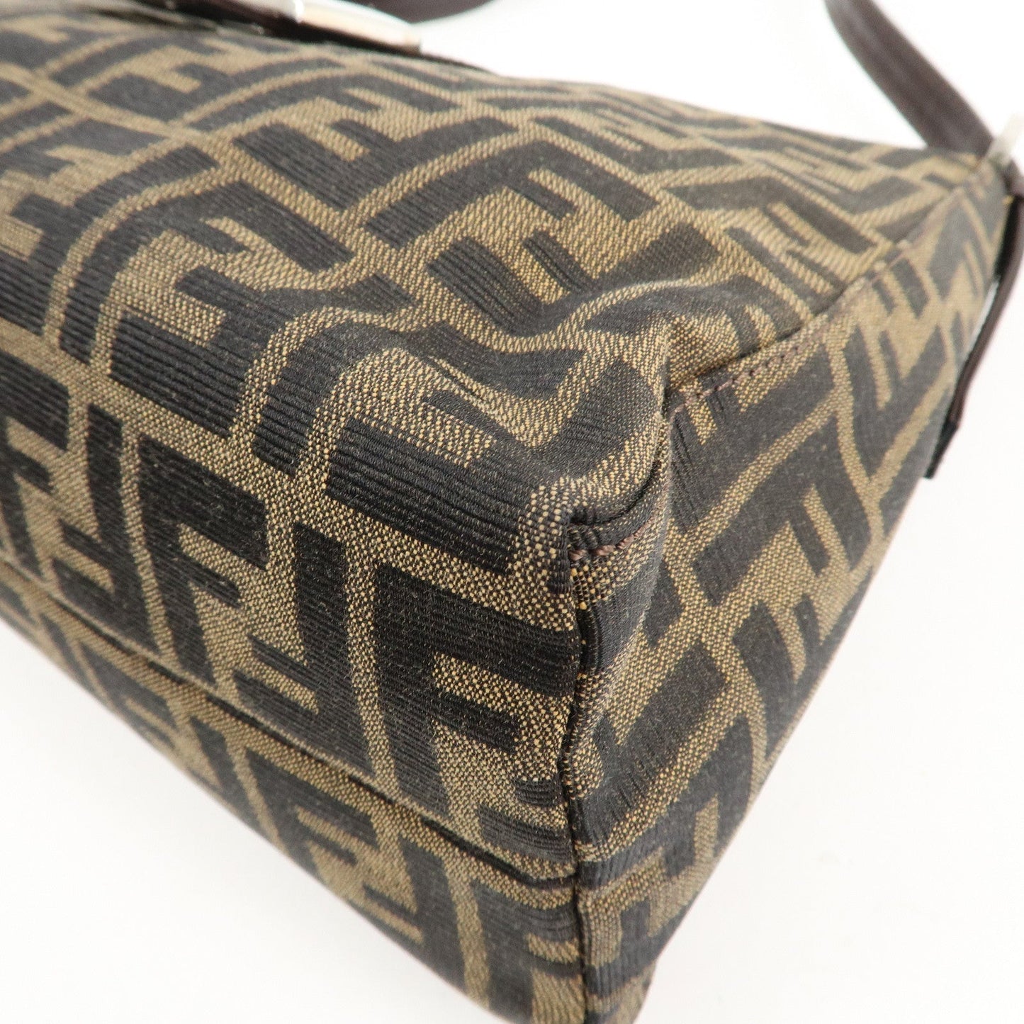 FENDI Zucca Canvas Leather Shoulder Bag Brown Black 9161150001  d
