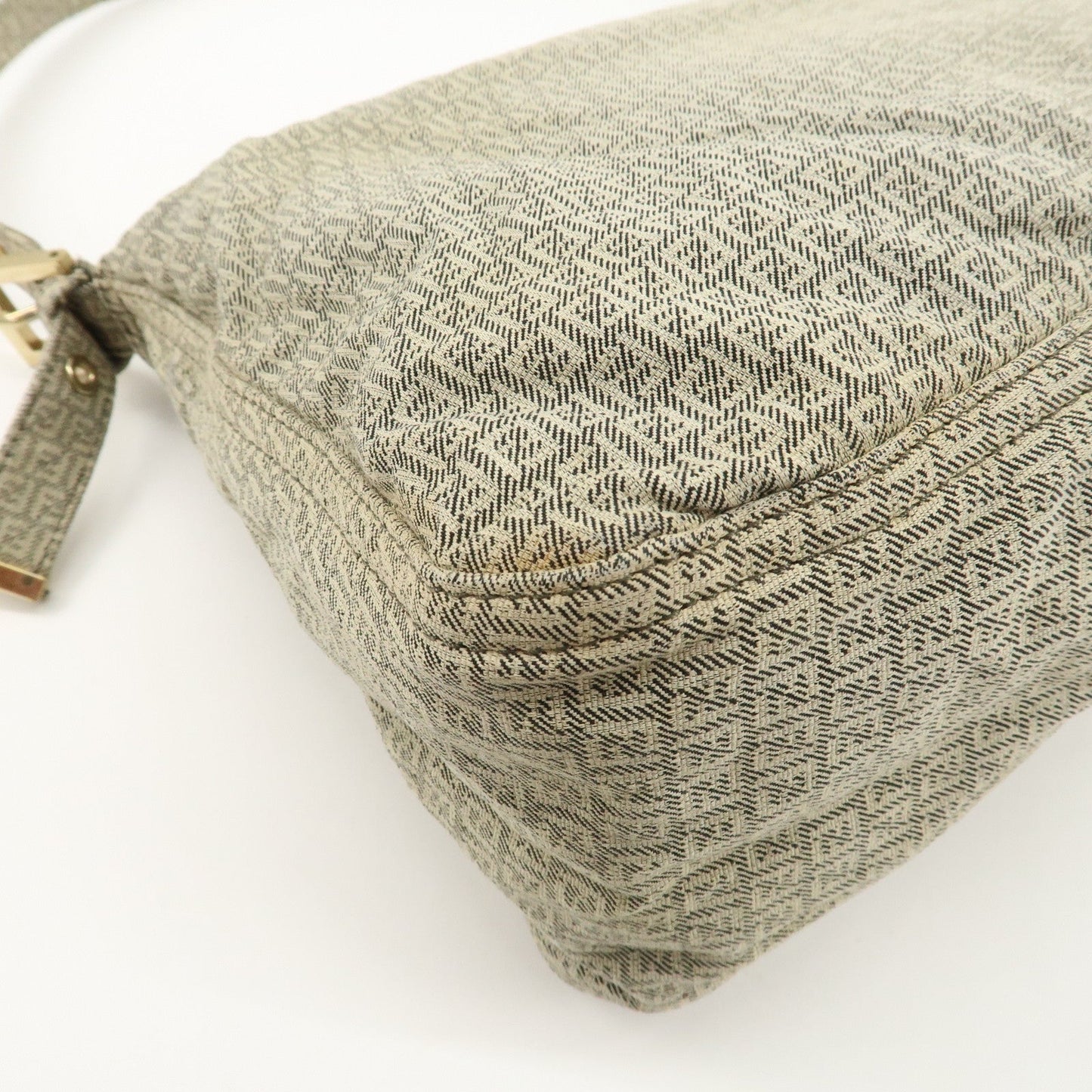 FENDI Mamma Baguette Micro FF Canvas Shoulder Bag Gray 8BR001  d