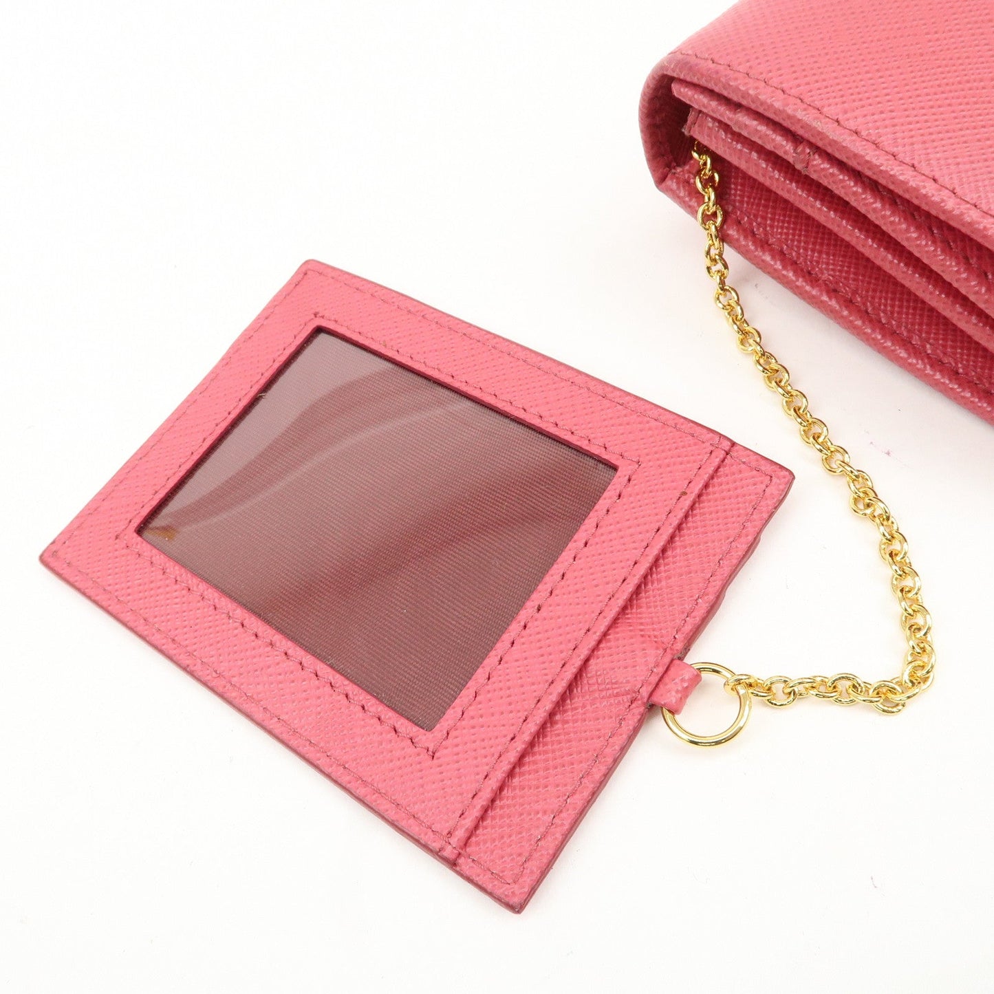 PRADA Saffiano Leather Bi Fold Long Wallet Pink 1MH132  d