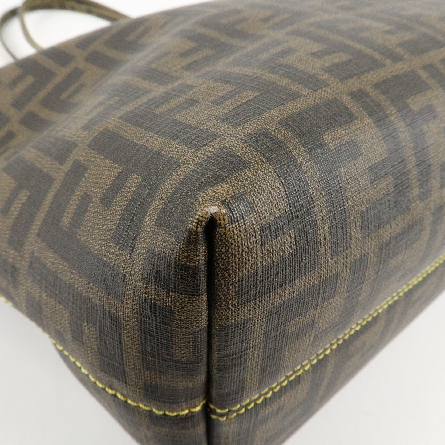 FENDI Zucca Logo Print PVC Tote Bag Brown Black 8BH198  d