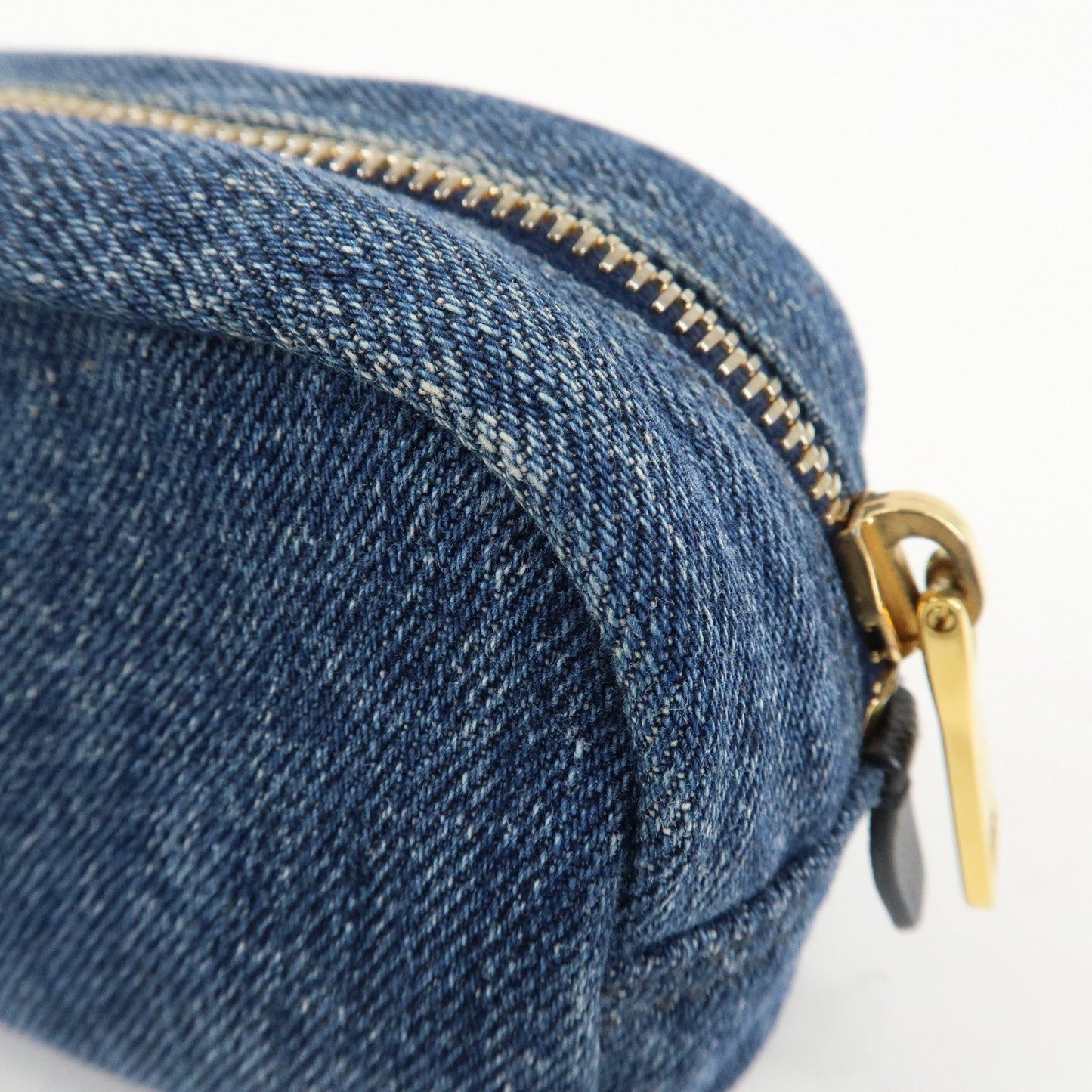PRADA Logo Canvas Leather Pouch Cosmetic Pouch Blue 1NA175  d