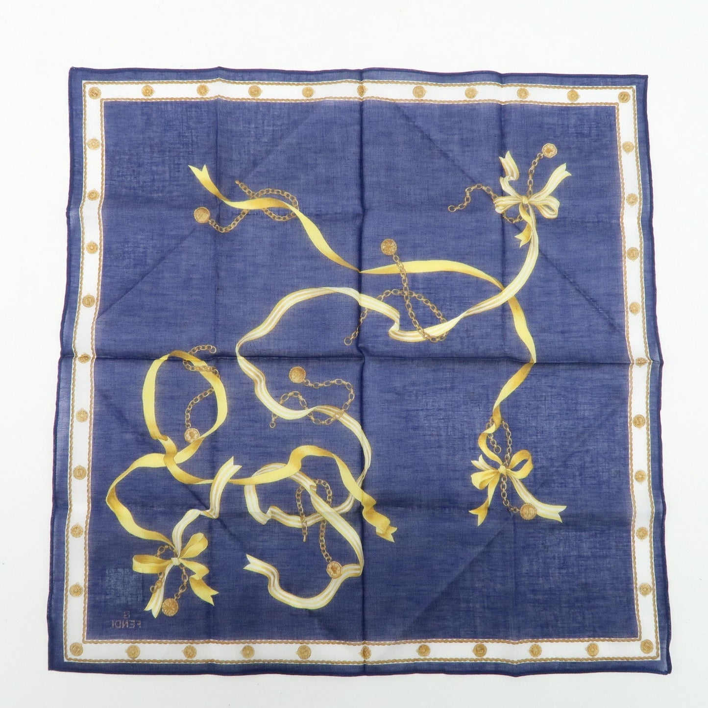 FENDI Set of 5 Cotton 100% Handkerchief Brown Beige Yellow White  d