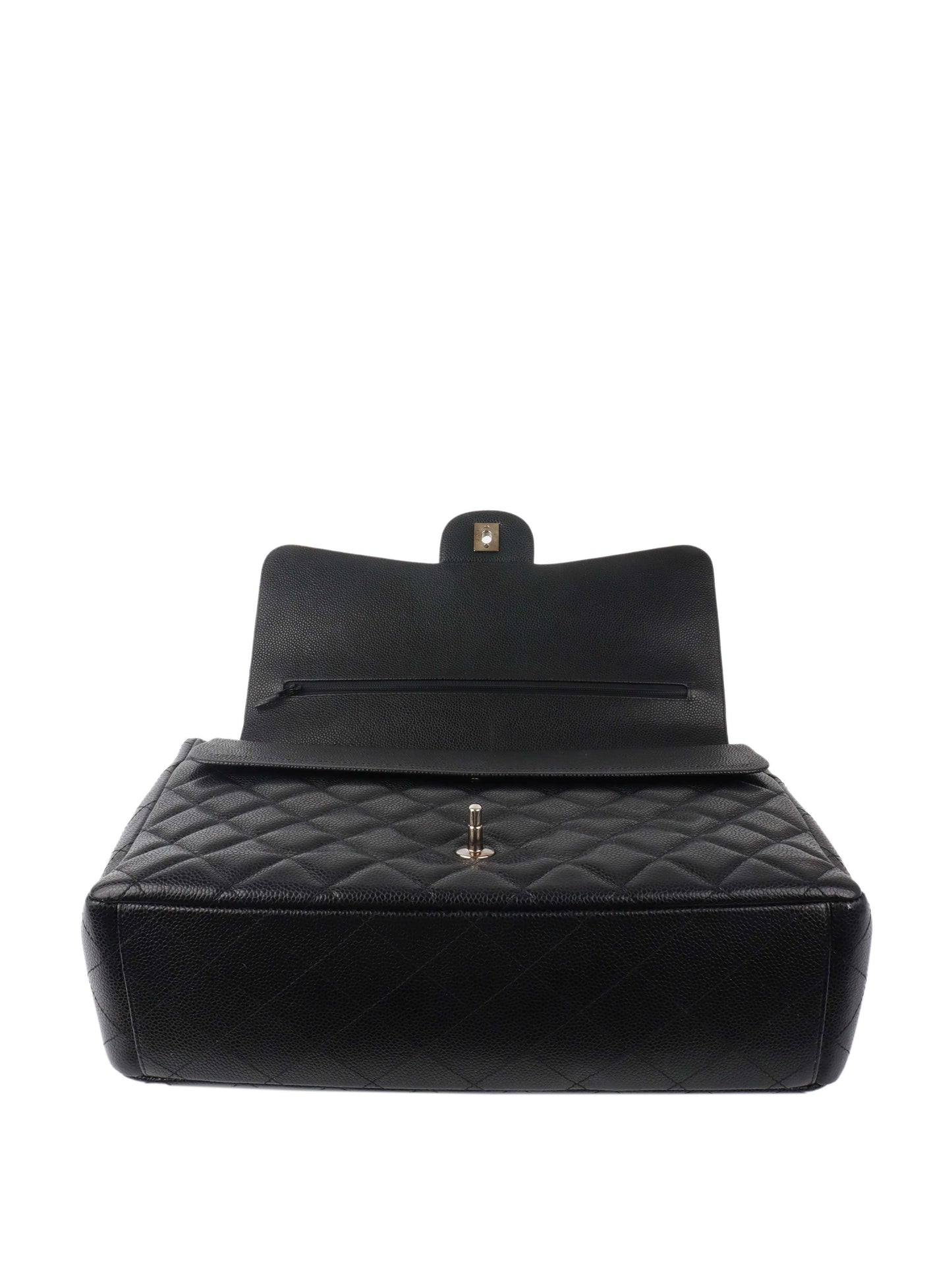Chanel Black Caviar Maxi Double Classic Flap SHW.