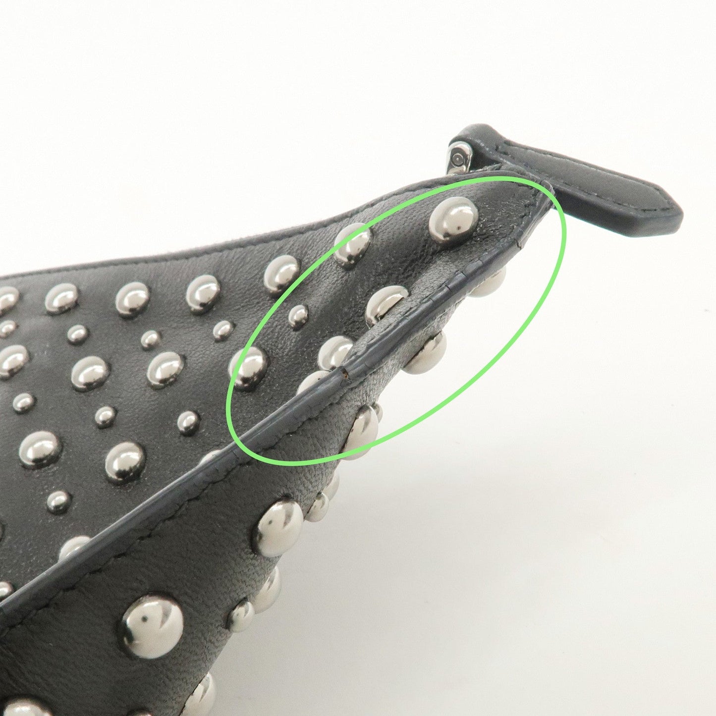 PRADA Leather Pouch Studs Black  d