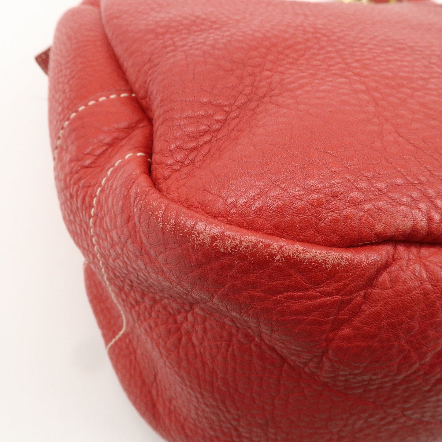 PRADA Logo Leather Shoulder Bag Hand Bag Red BR4373  d