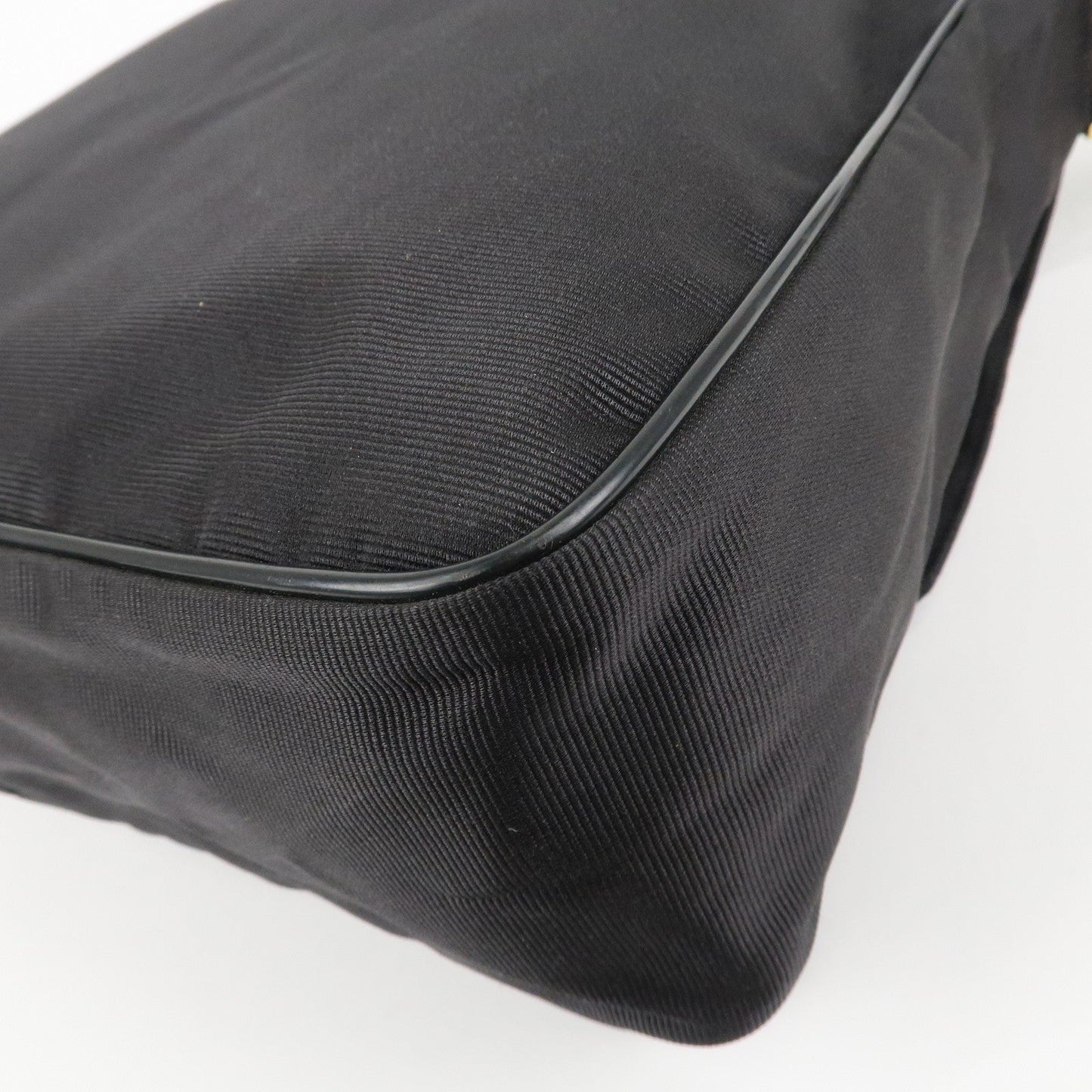 FENDI Nylon Canvas Leather Shoulder Bag Hand Bag Black Brown  d