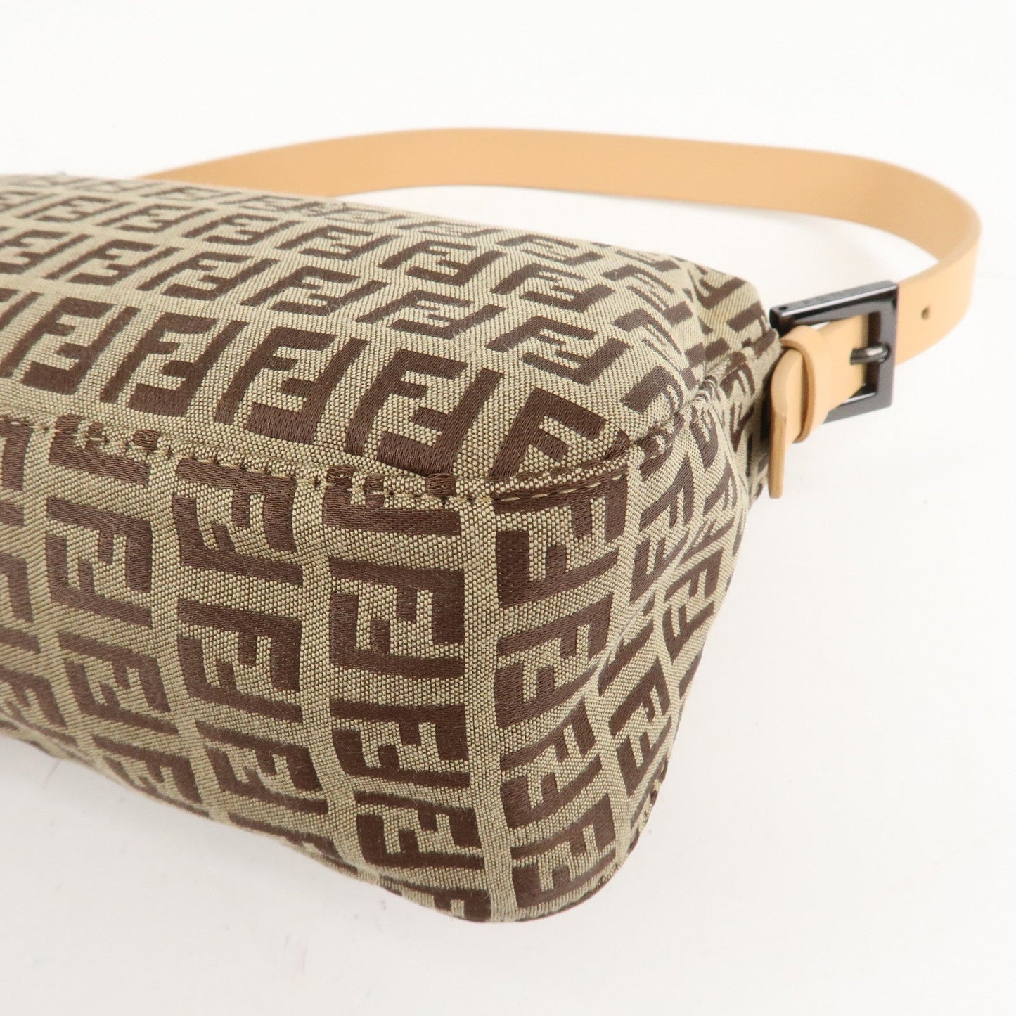 FENDI Zucchino Canvas Leather Shoulder Bag Beige 8BR003  d