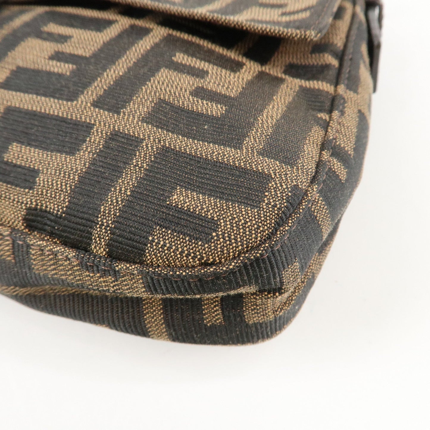 FENDI Mamma Baguette Zucca Canvas Shoulder Bag Brown Black 26424  d