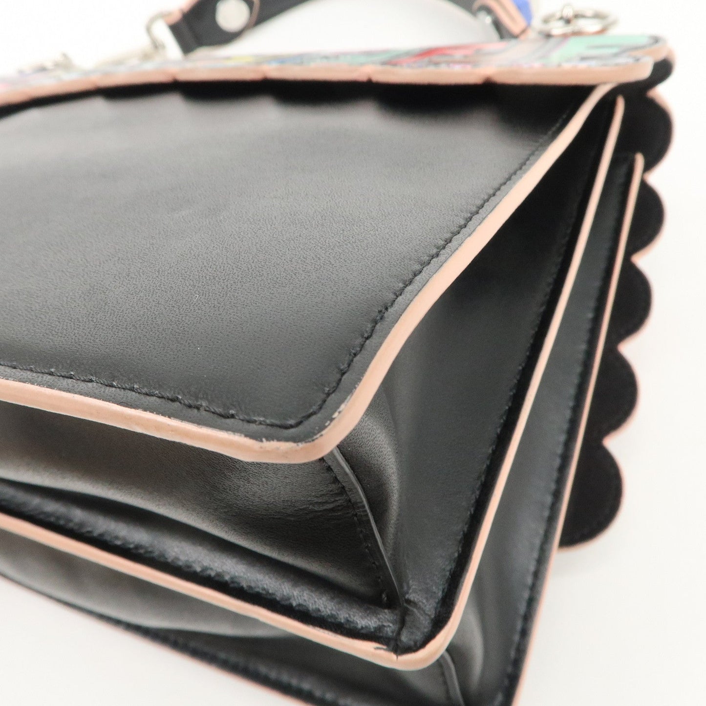 FENDI Zucca Canai Leather 2Way Bag Shoulder Bag Black 8BT283  d
