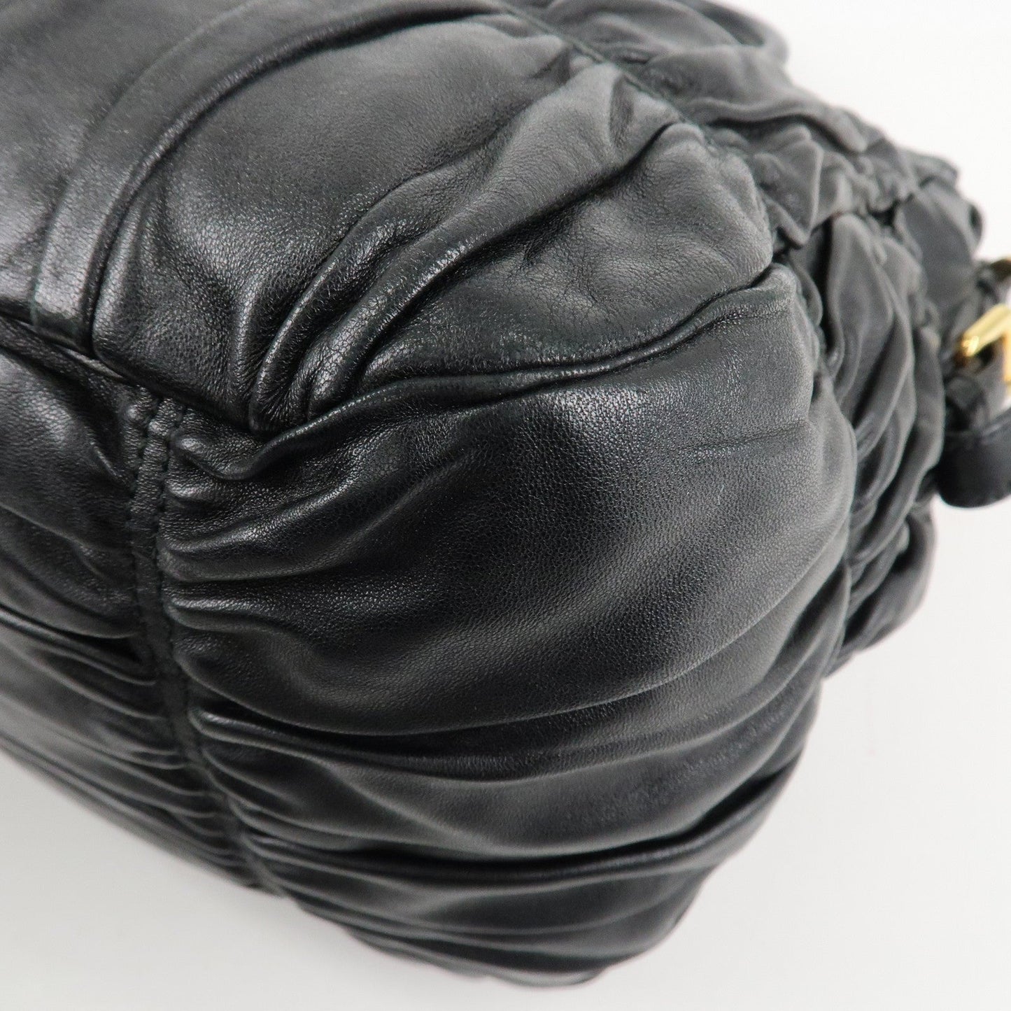 PRADA Leather 2way Bag Hand bag Black Gold Hardware  d