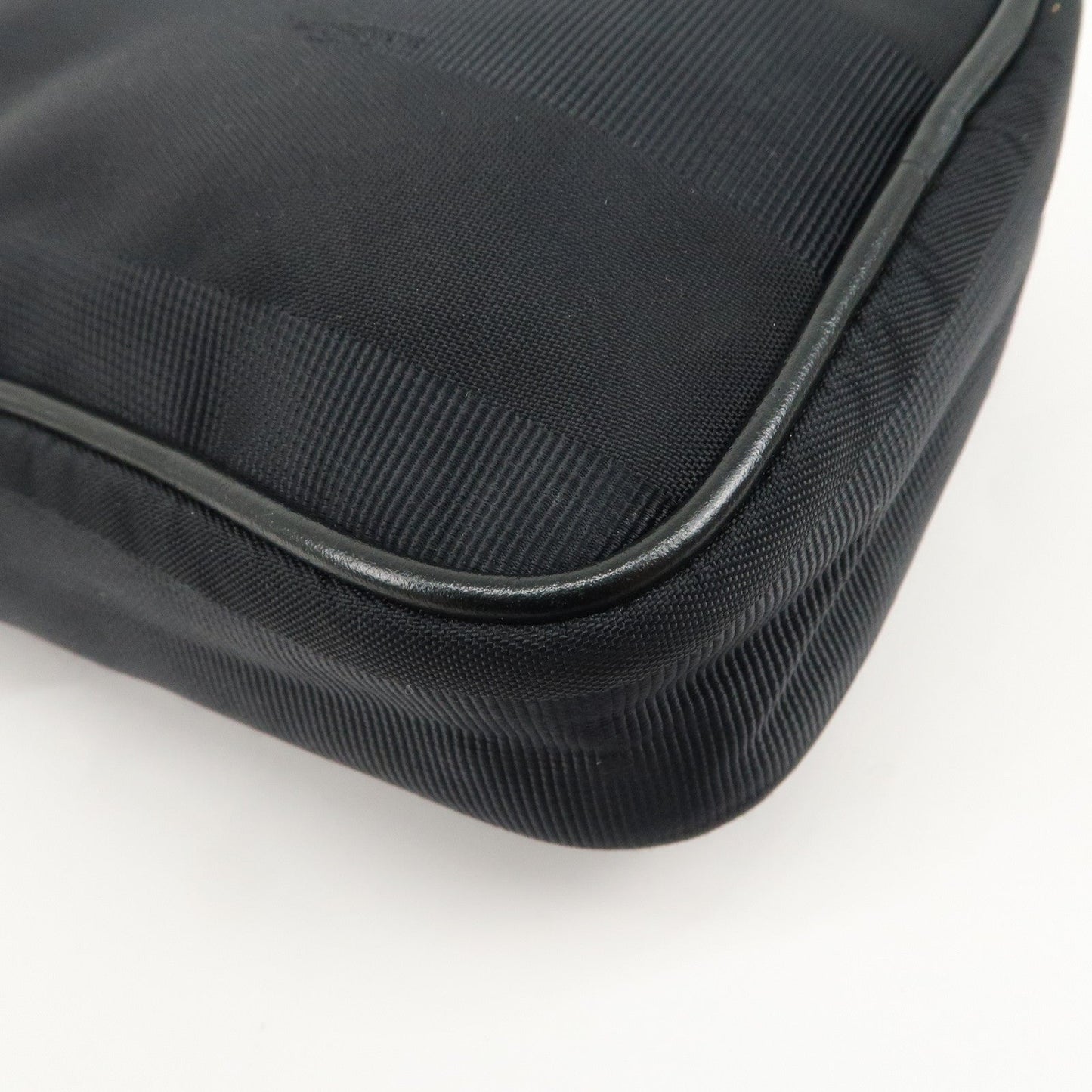 FENDI Pequin Nylon Leather Shoulder Bag Black 7VA456  d