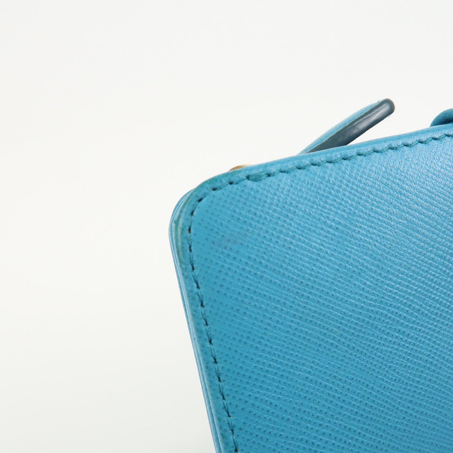 PRADA Logo Leather Bi-Fold Wallet Purse Light Blue 1ML225  d