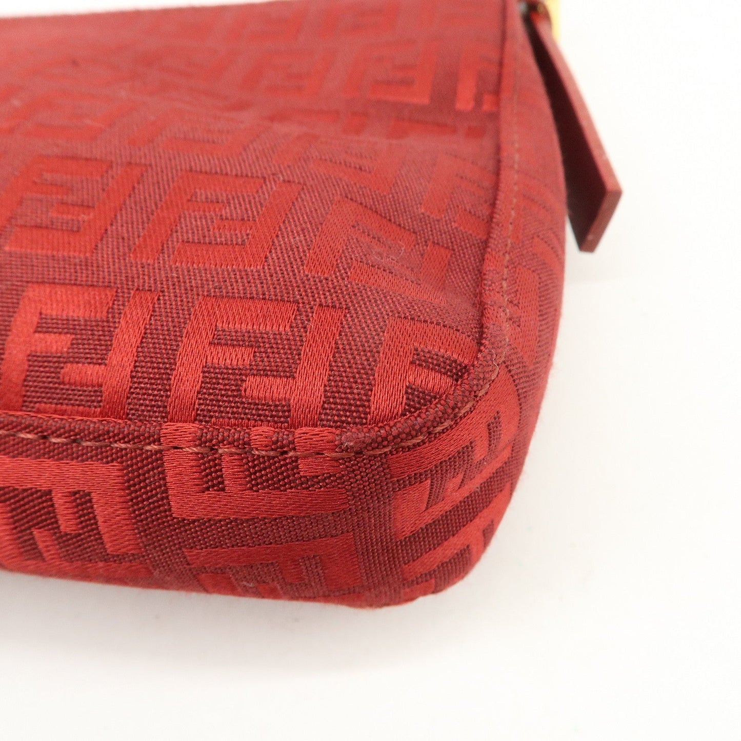 FENDI Zucchino Canvas Leather Shoulder Bag Purse Red 8BR042  d