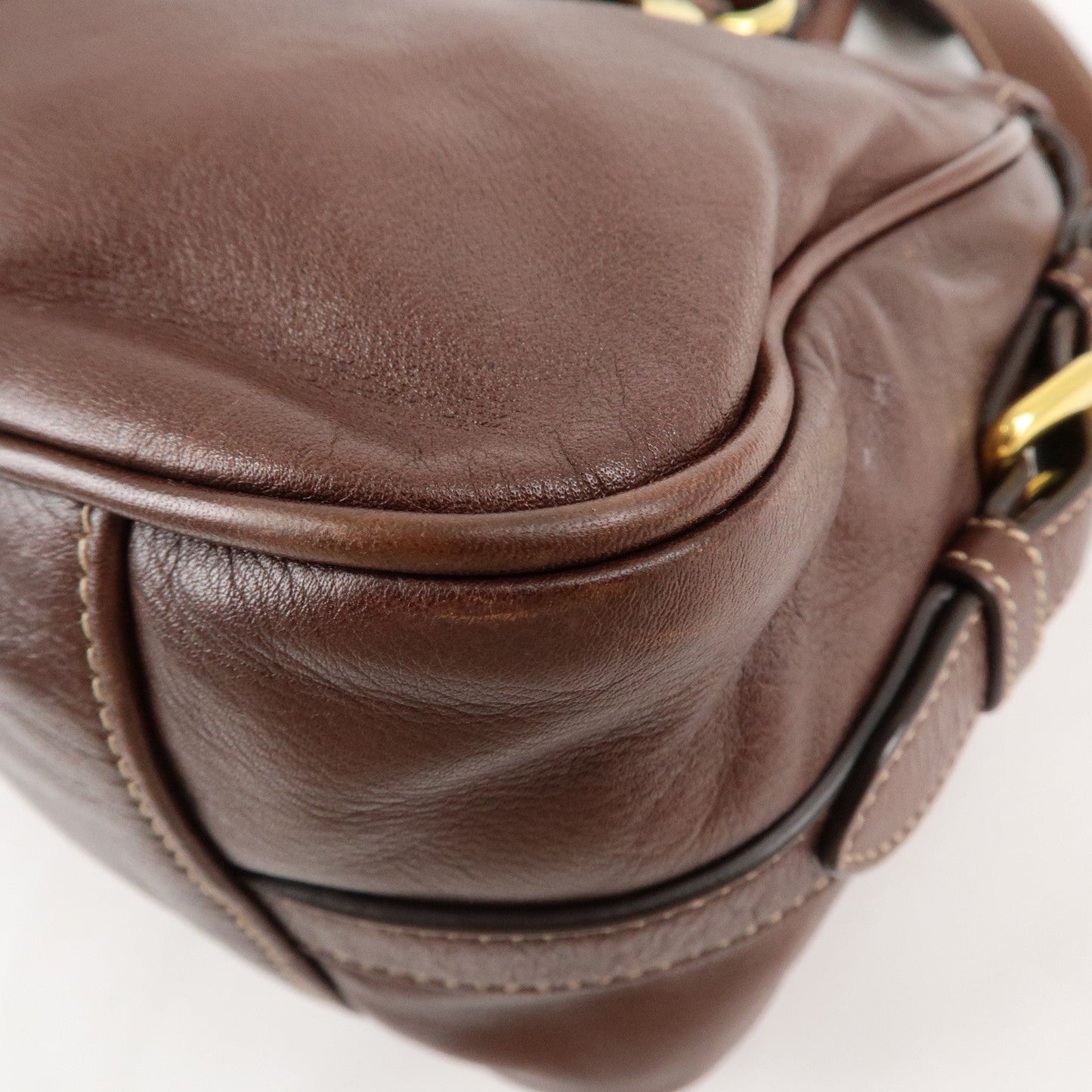 PRADA Leather 2Way Bag Shoulder Bag Hand Bag Brown BN1904  d